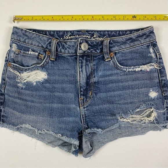American Eagle‎ Denim Shorts Women's 2 Distressed Cut Off Jean Ripped - Picture 4 of 6